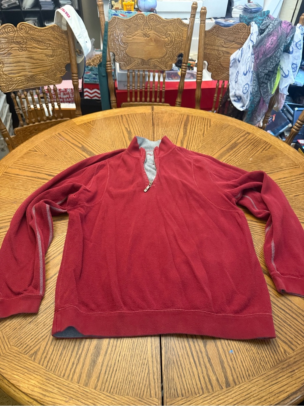 Tommy Bahama Men's Red Quarter-Zip Pullover Sweater